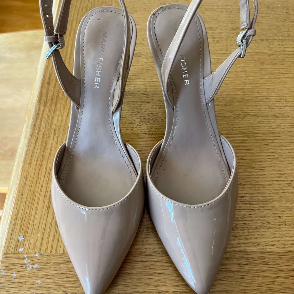Marc Fisher Nude Patent Slingback Heels
